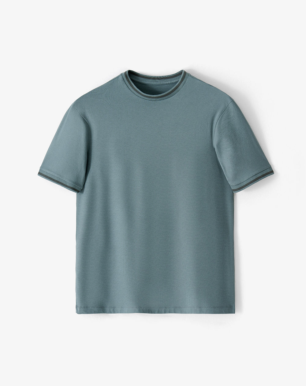 Camiseta Verde con Rayas en Contraste Hombre