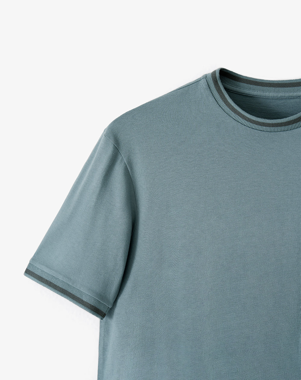 Camiseta Verde con Rayas en Contraste Hombre