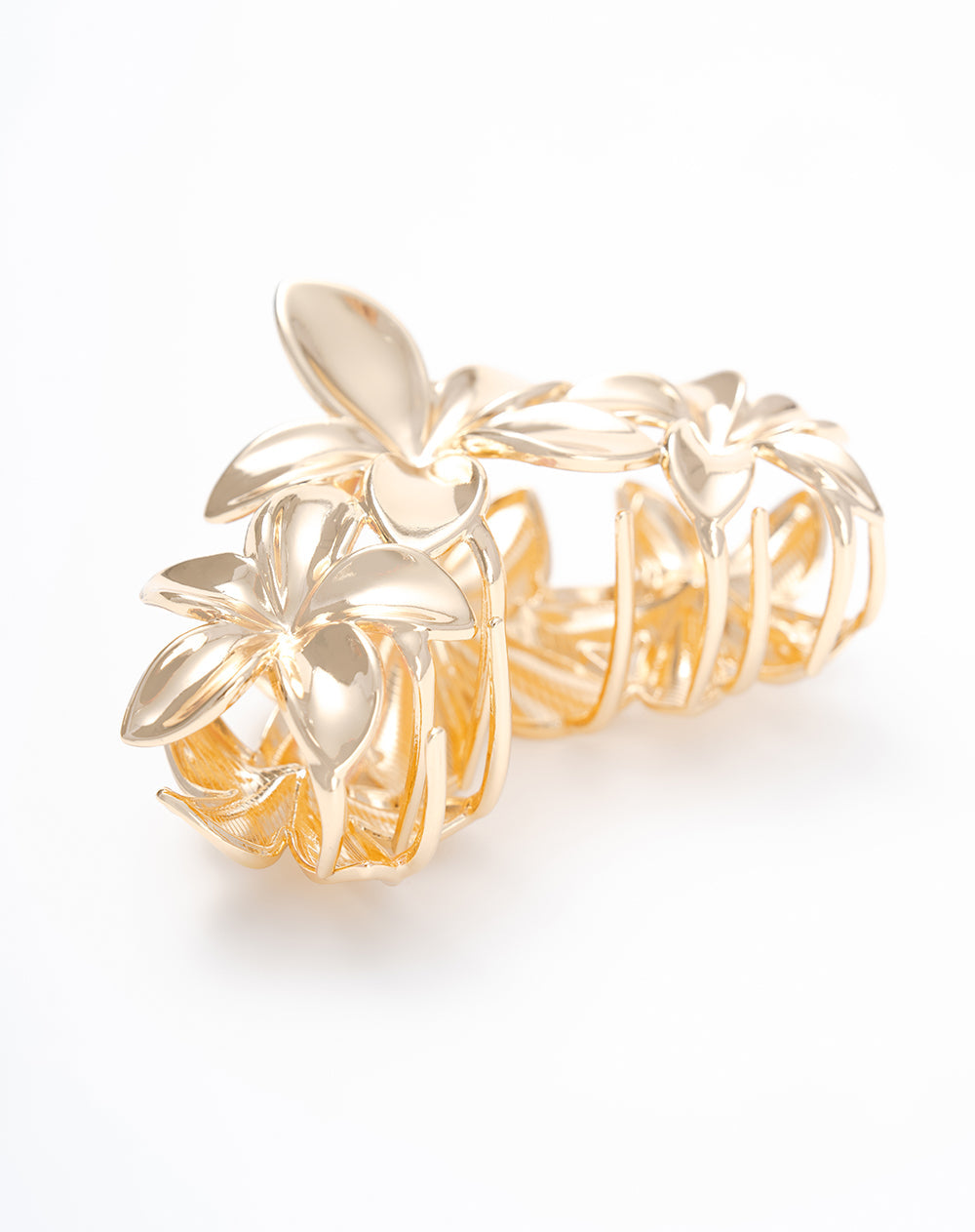 Pinza para Cabello Dorada con Flores