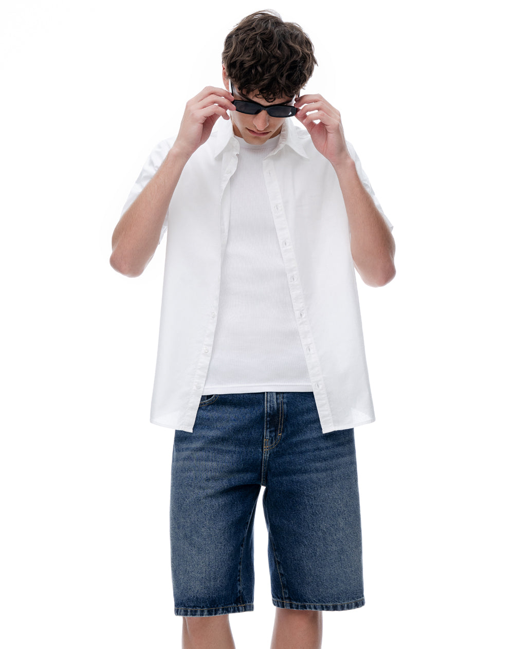 Camisa de Lino Manga Corta Blanca Hombre