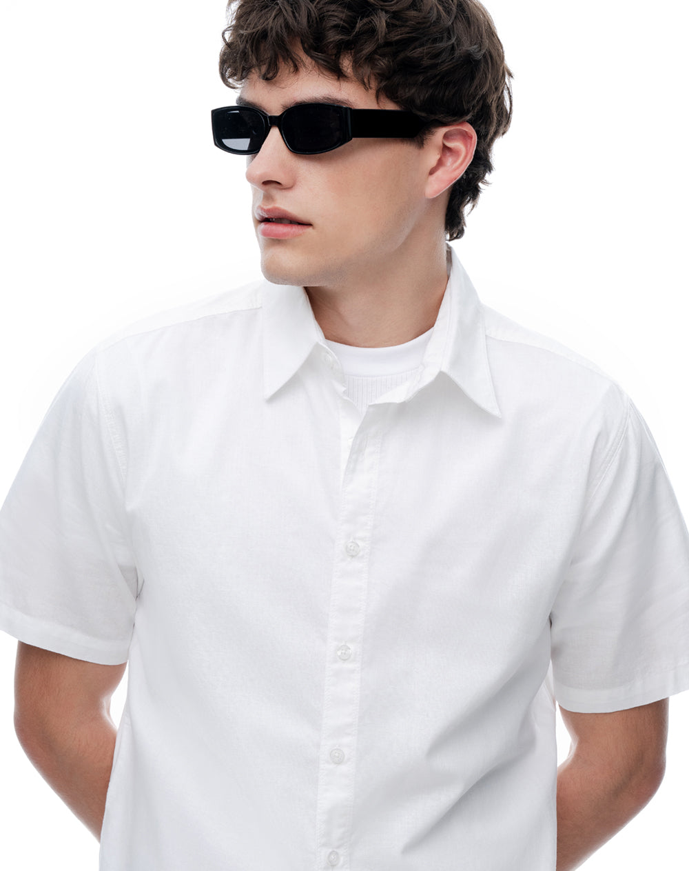 Camisa de Lino Manga Corta Blanca Hombre