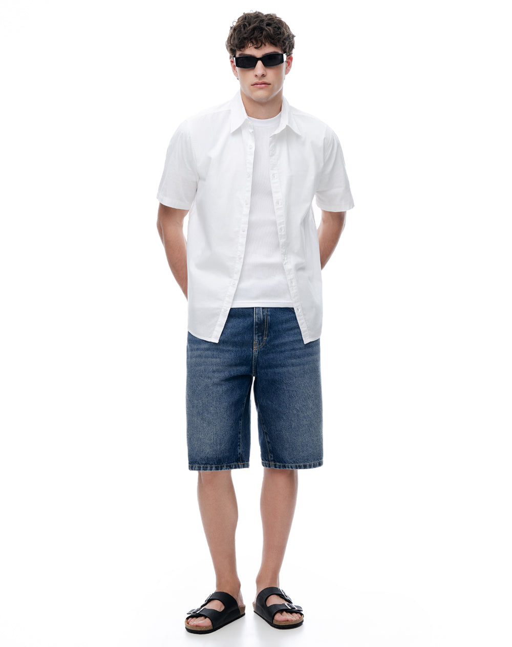 Camisa de Lino Manga Corta Blanca Hombre
