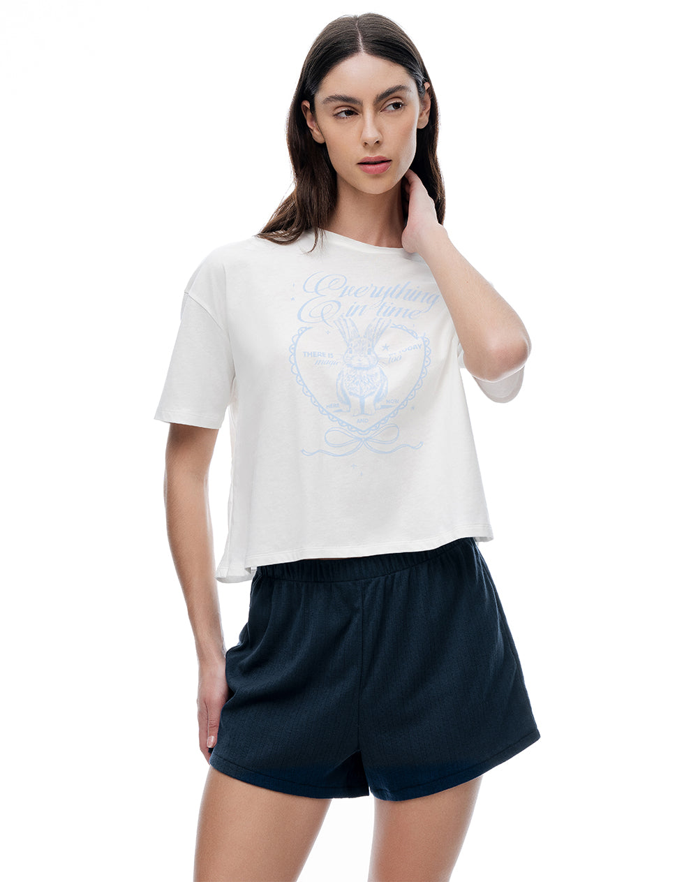 Pijama Manga Corta Azul Mujer