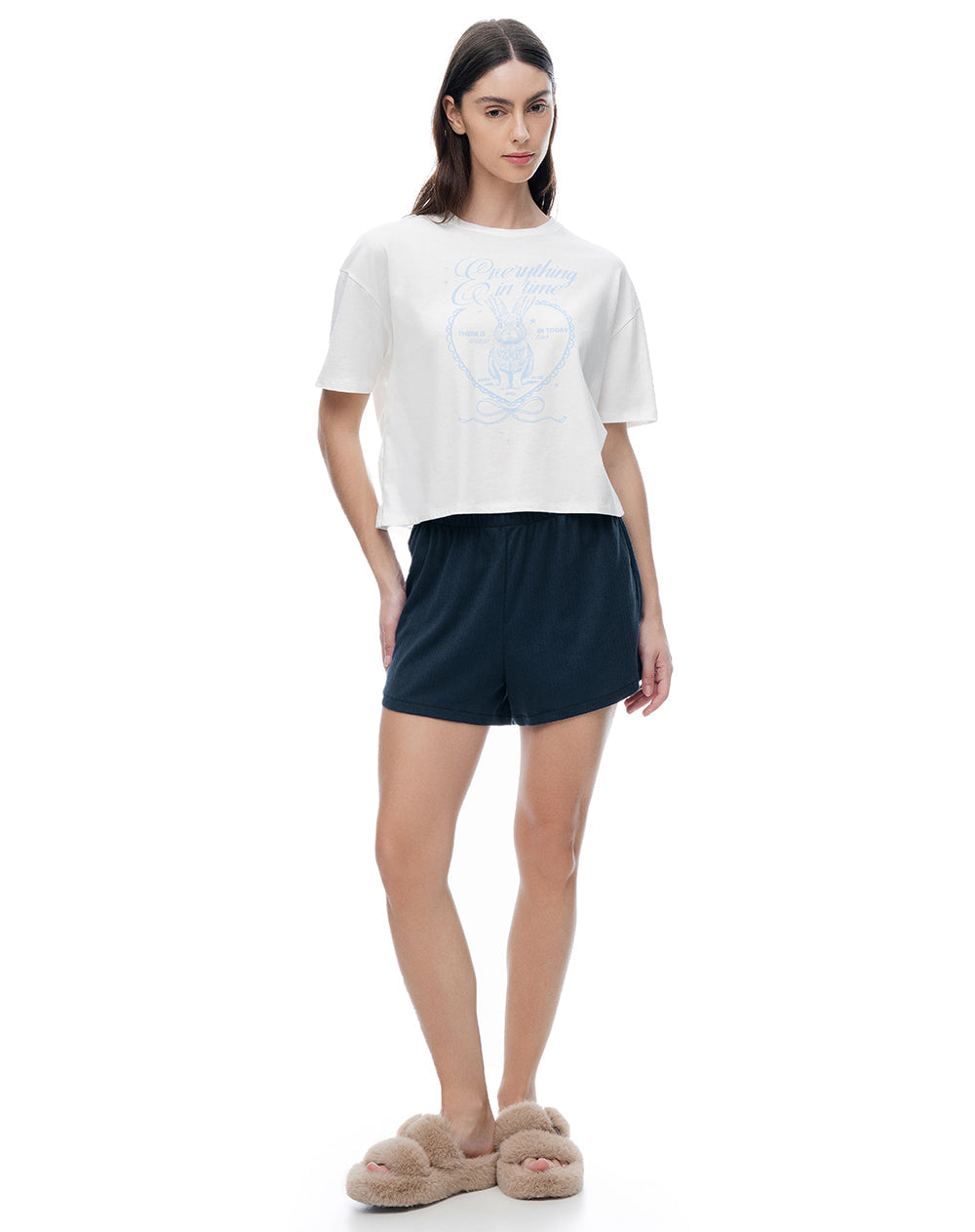Pijama Manga Corta Azul Mujer