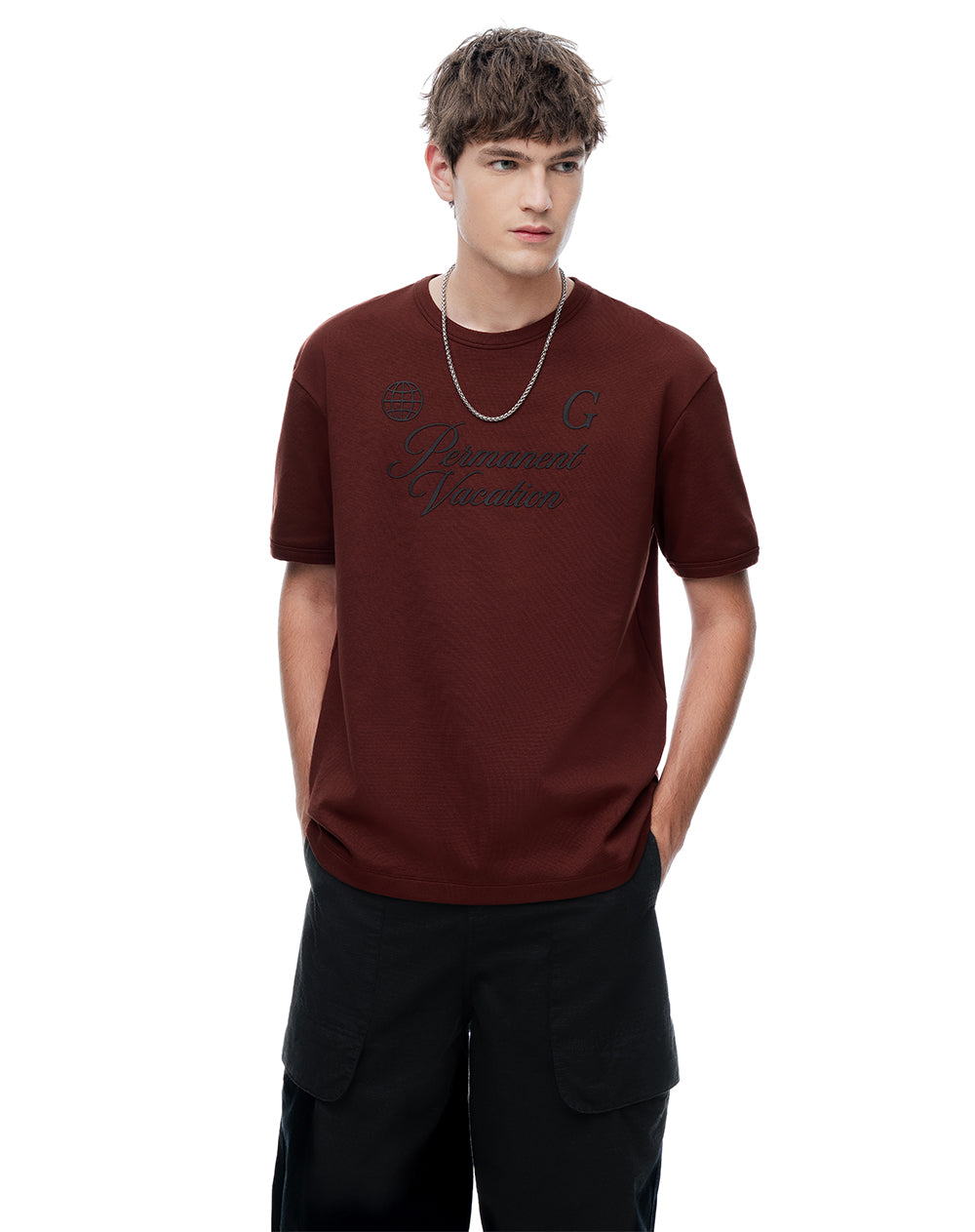 Camiseta Estampada Vinotinto Hombre