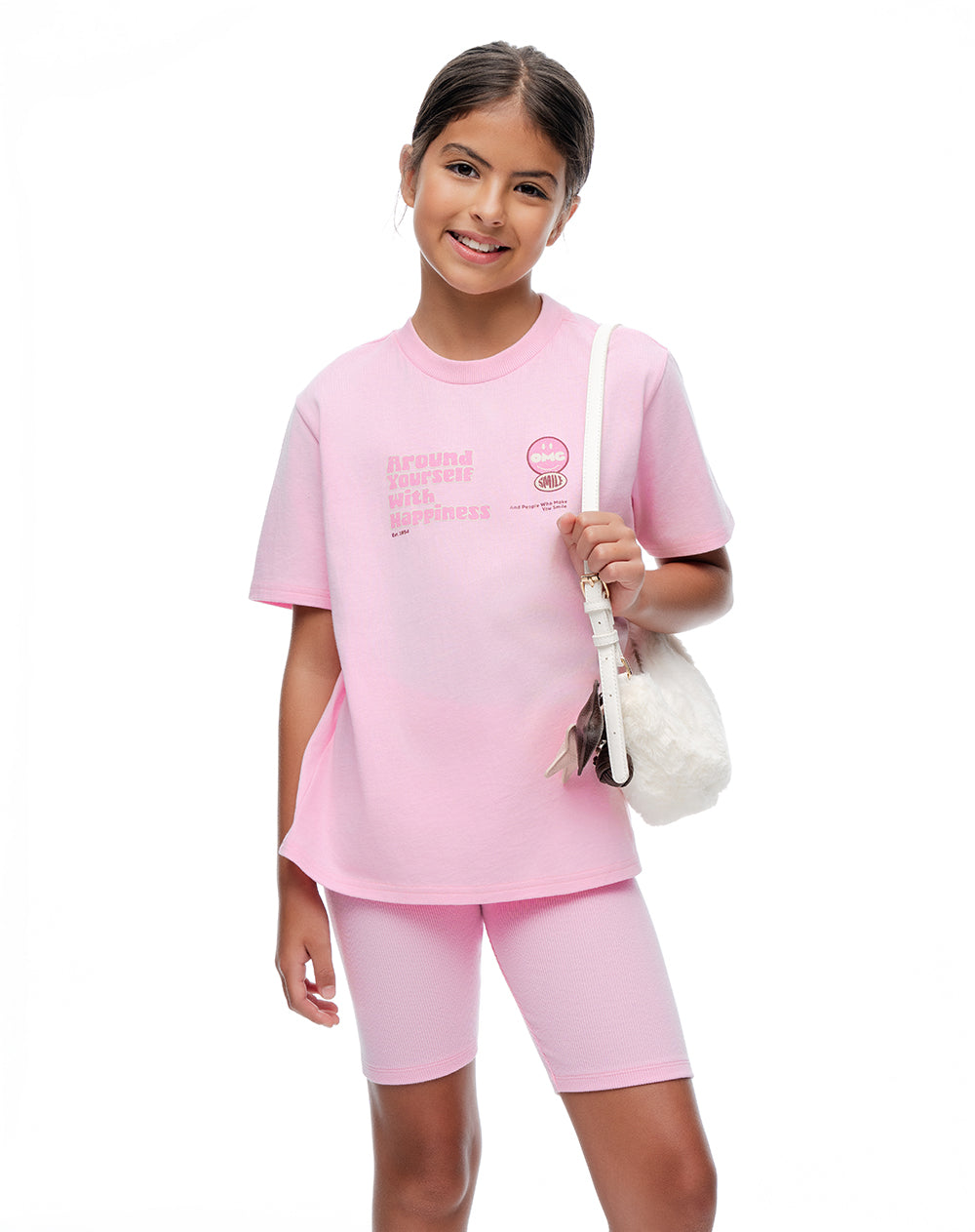 Conjunto Camiseta y Biker Rosado Niña