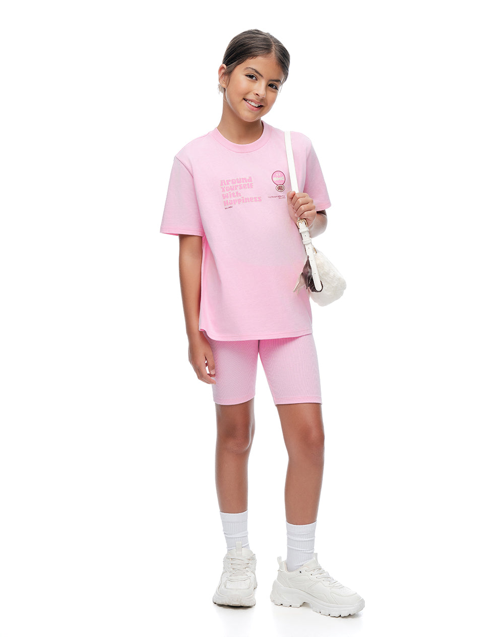 Conjunto Camiseta y Biker Rosado Niña