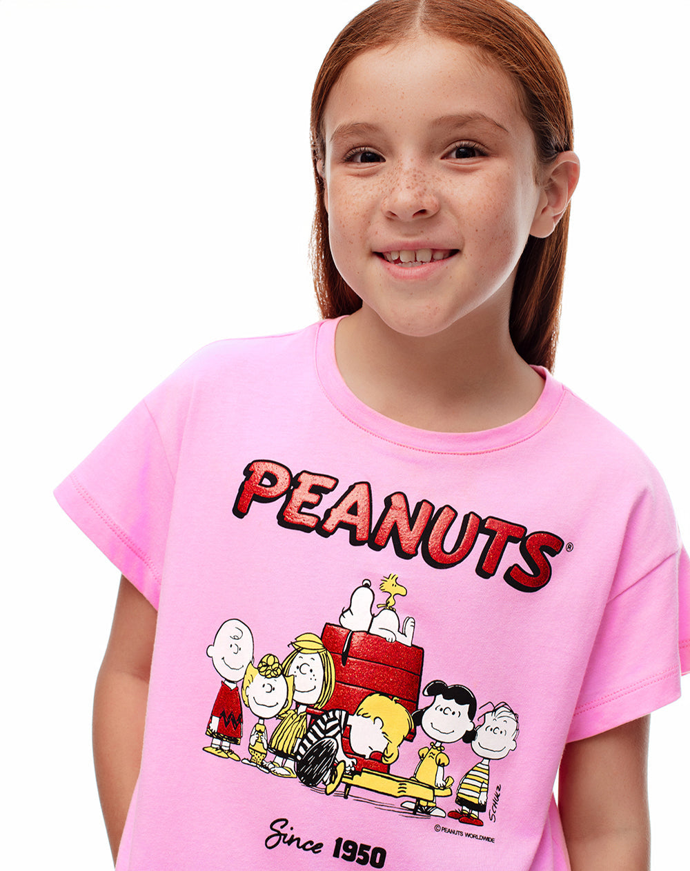 Camiseta Peanuts Rosada Niña