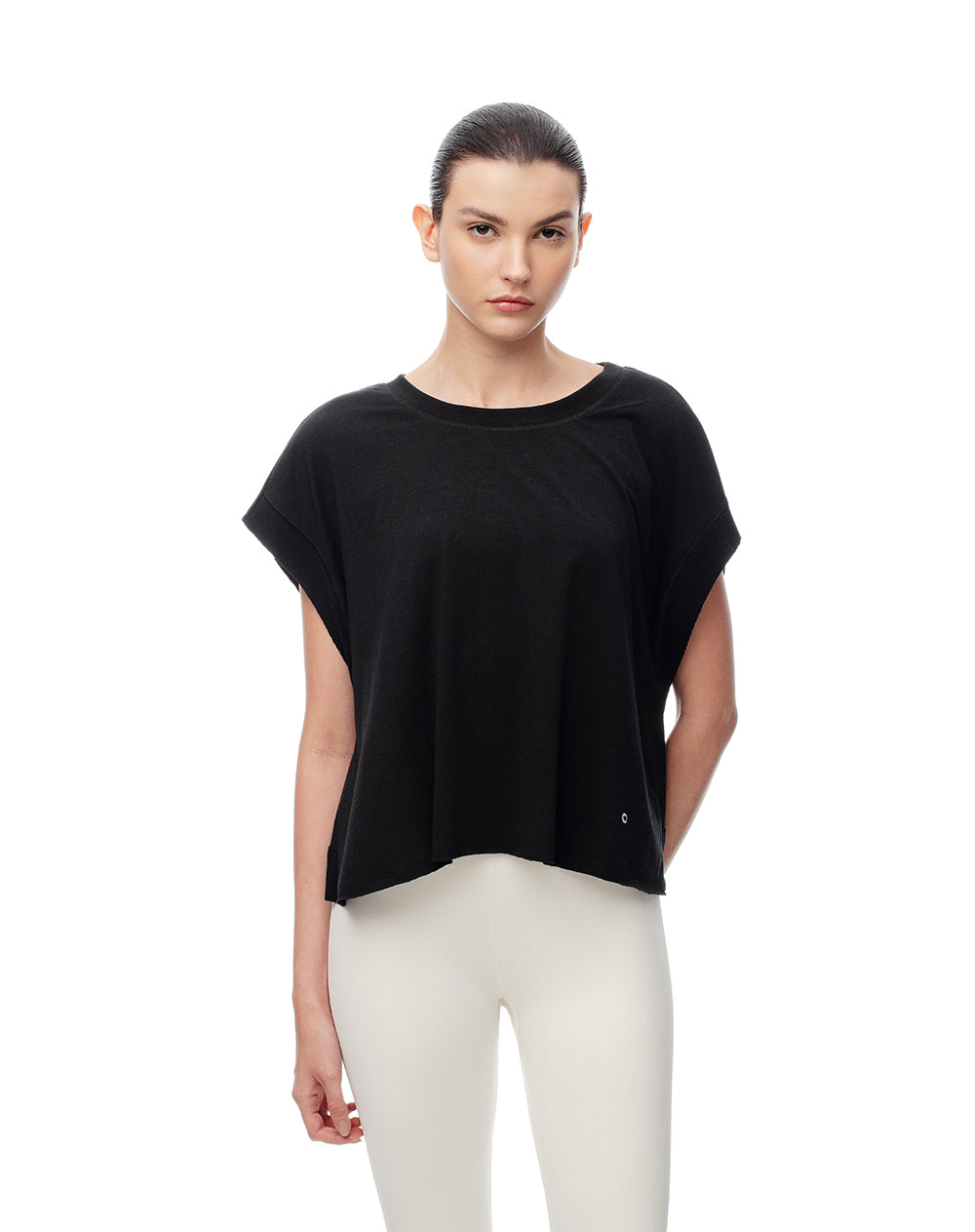 Camiseta Deportiva Espalda Cruzada Negra Mujer