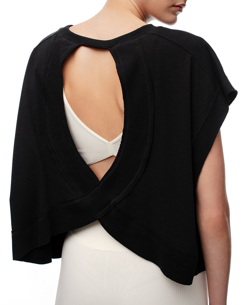 Camiseta Deportiva Espalda Cruzada Negra Mujer