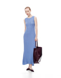 Vestido Largo Acanalado Azul Mujer
