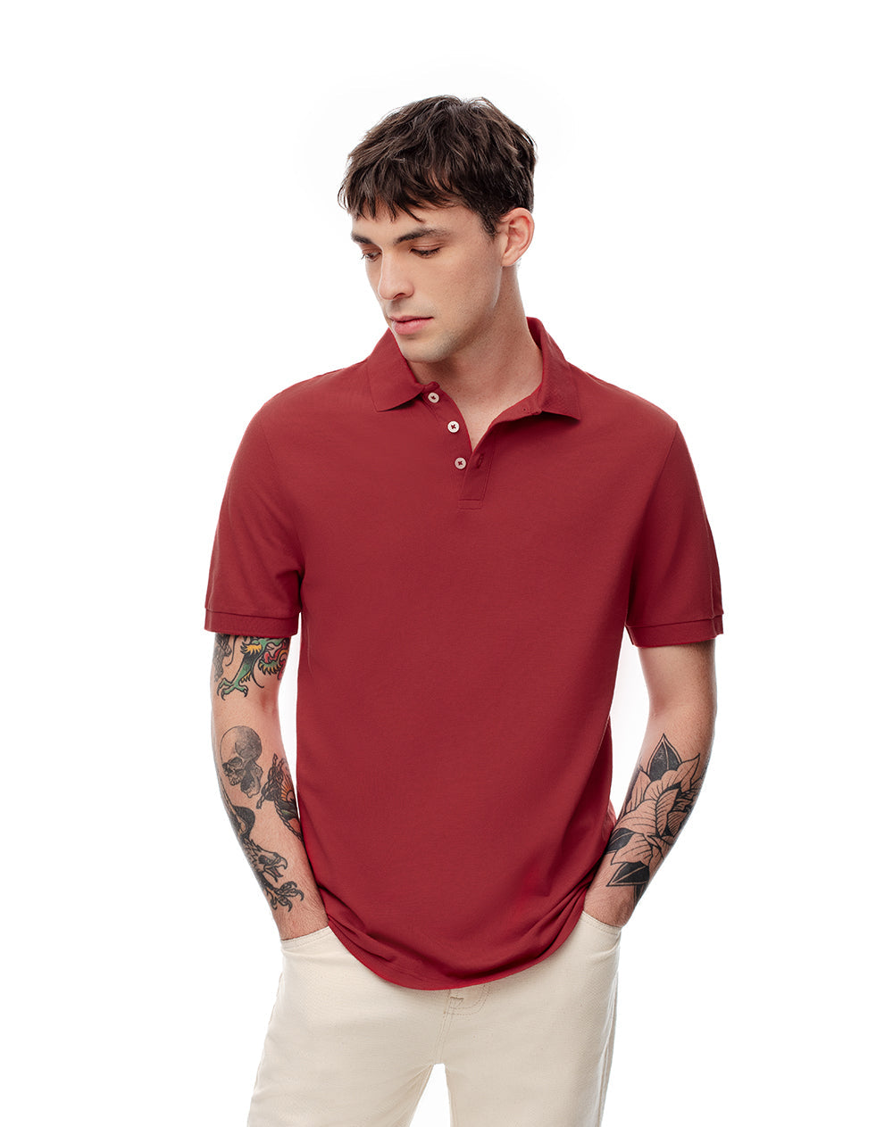 Polo Piqué Slim Rojo Hombre