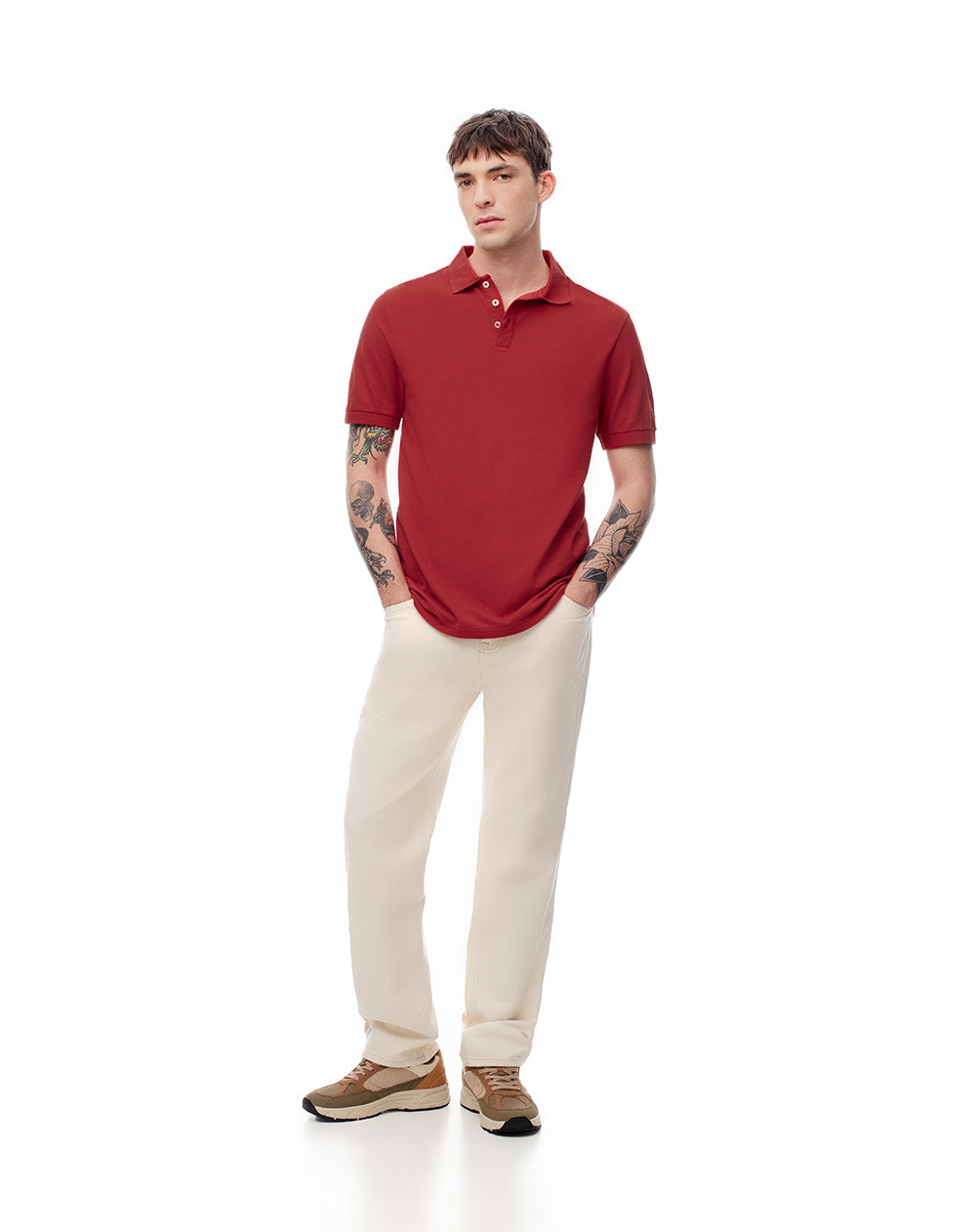 Polo Piqué Slim Rojo Hombre