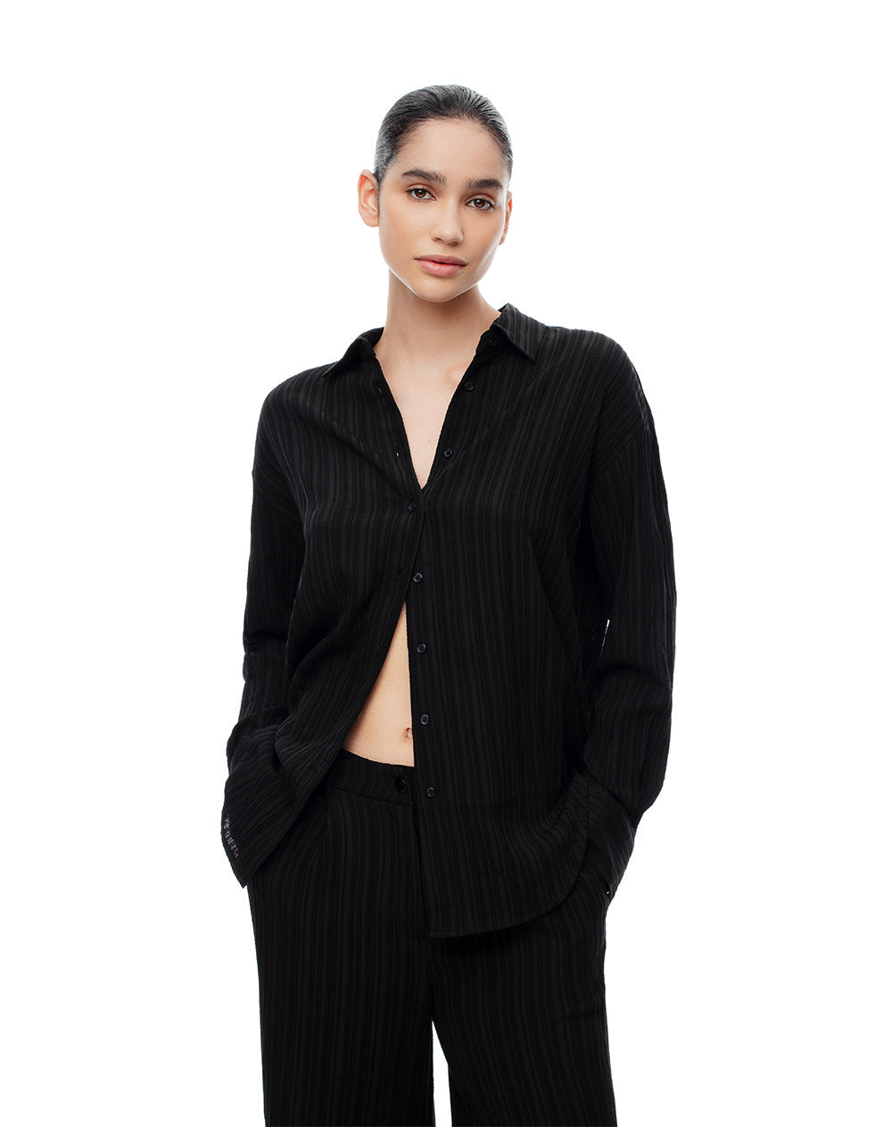 Camisa Oversize Negra Mujer