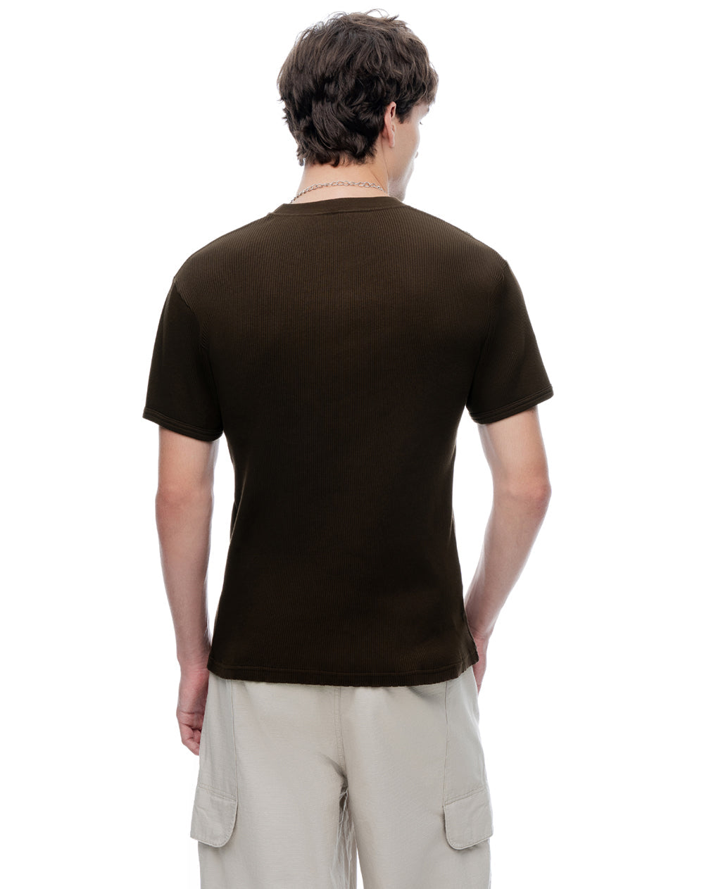 Camiseta Rib Slim Chocolate Hombre