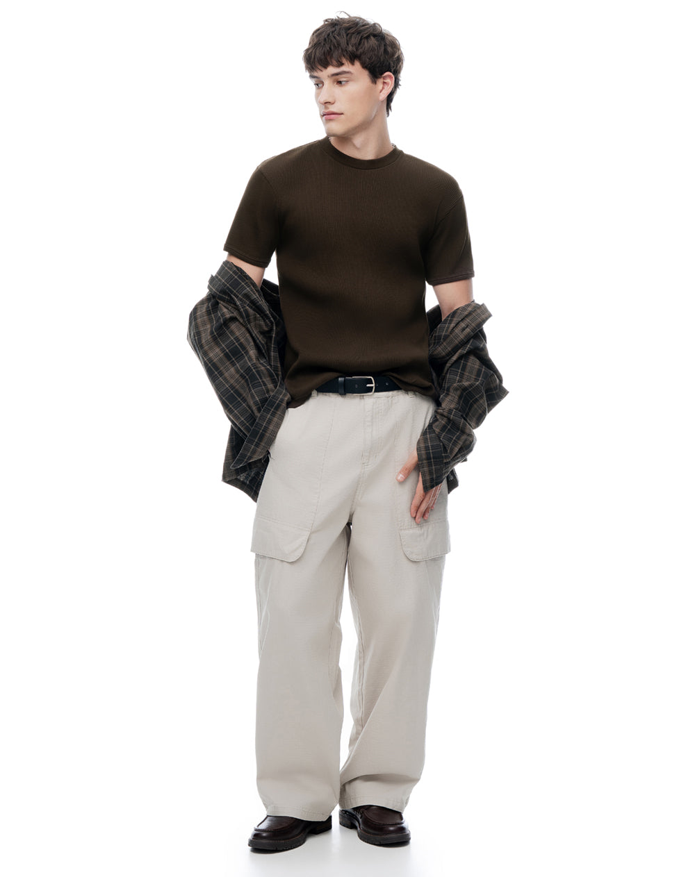Camiseta Rib Slim Chocolate Hombre