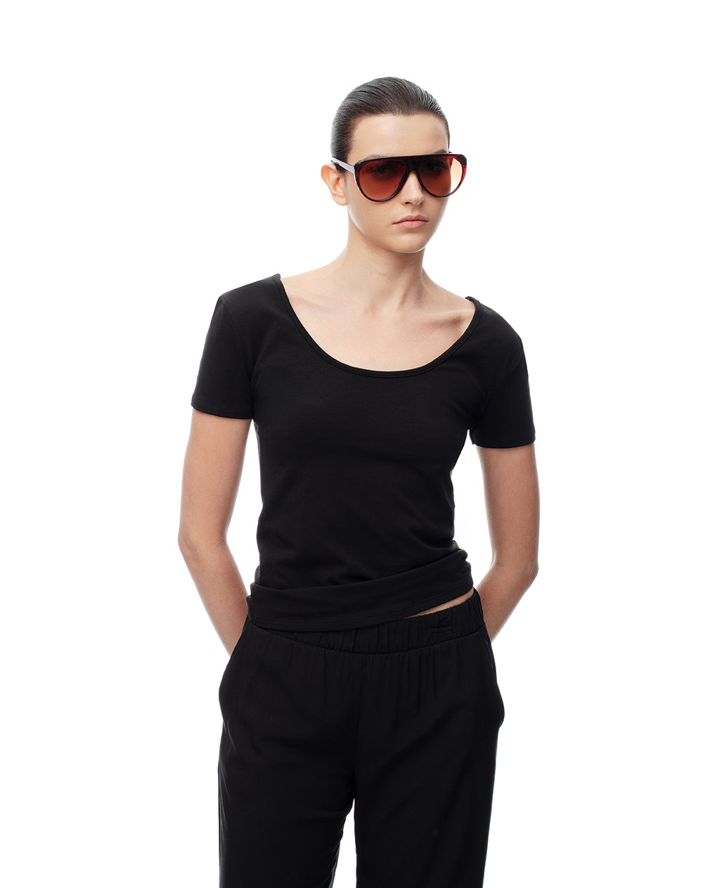 Camiseta 2 en 1 Negra Mujer