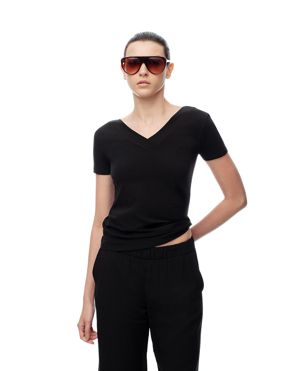 Camiseta 2 en 1 Negra Mujer