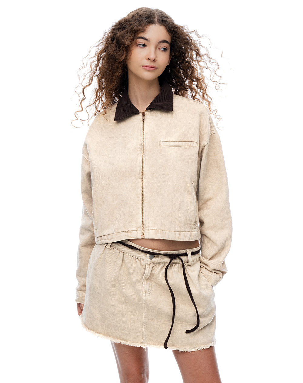 Falda Corta Denim Habano Mujer