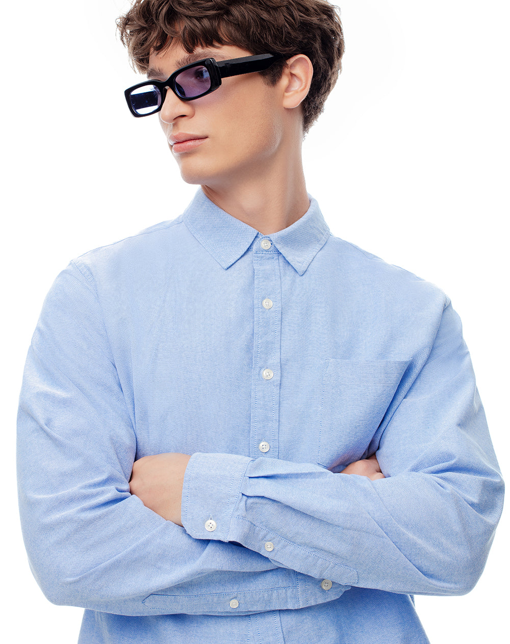 Camisa Slim a Rayas Azul Hombre