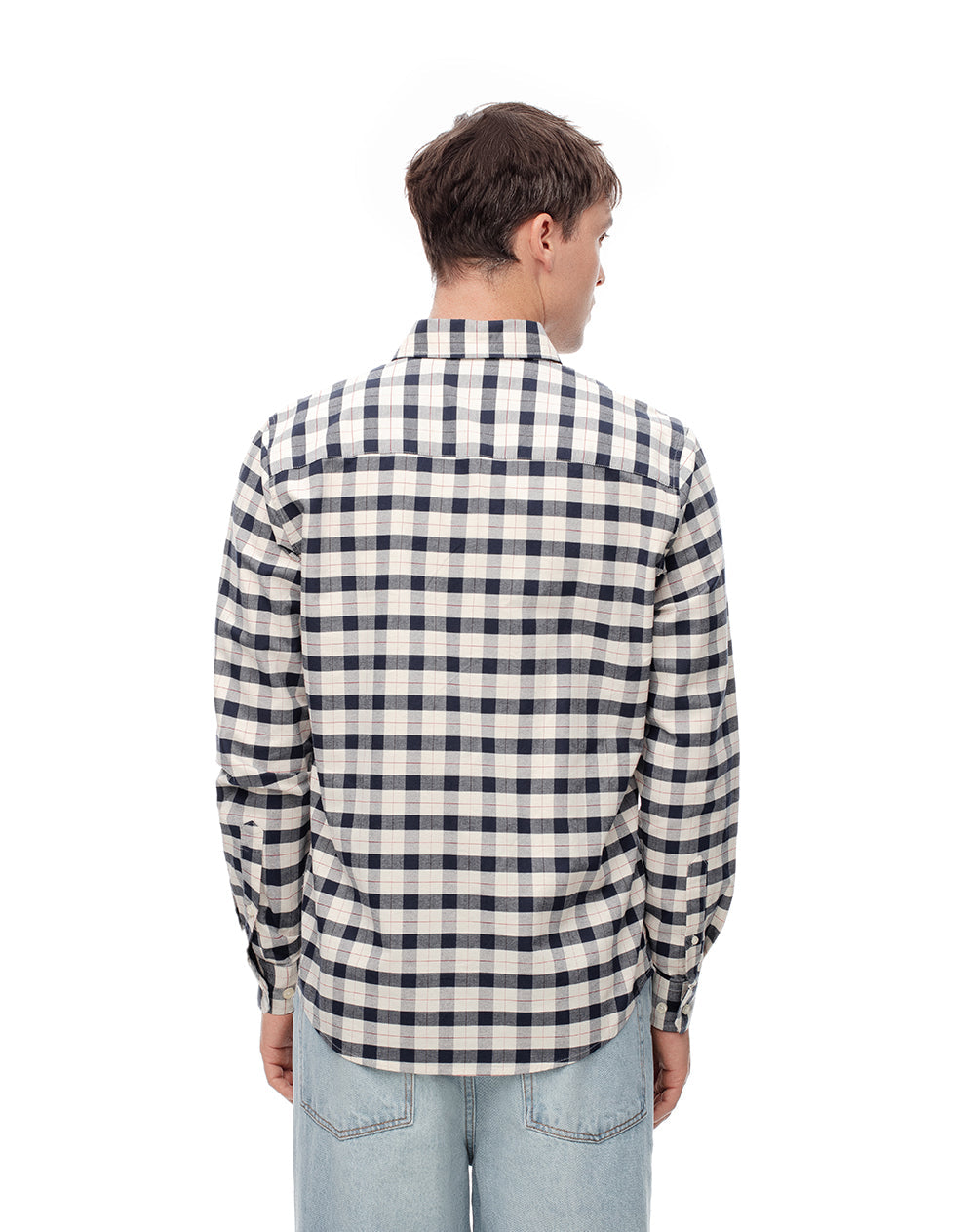 Camisa Slim a Cuadros Azul Hombre
