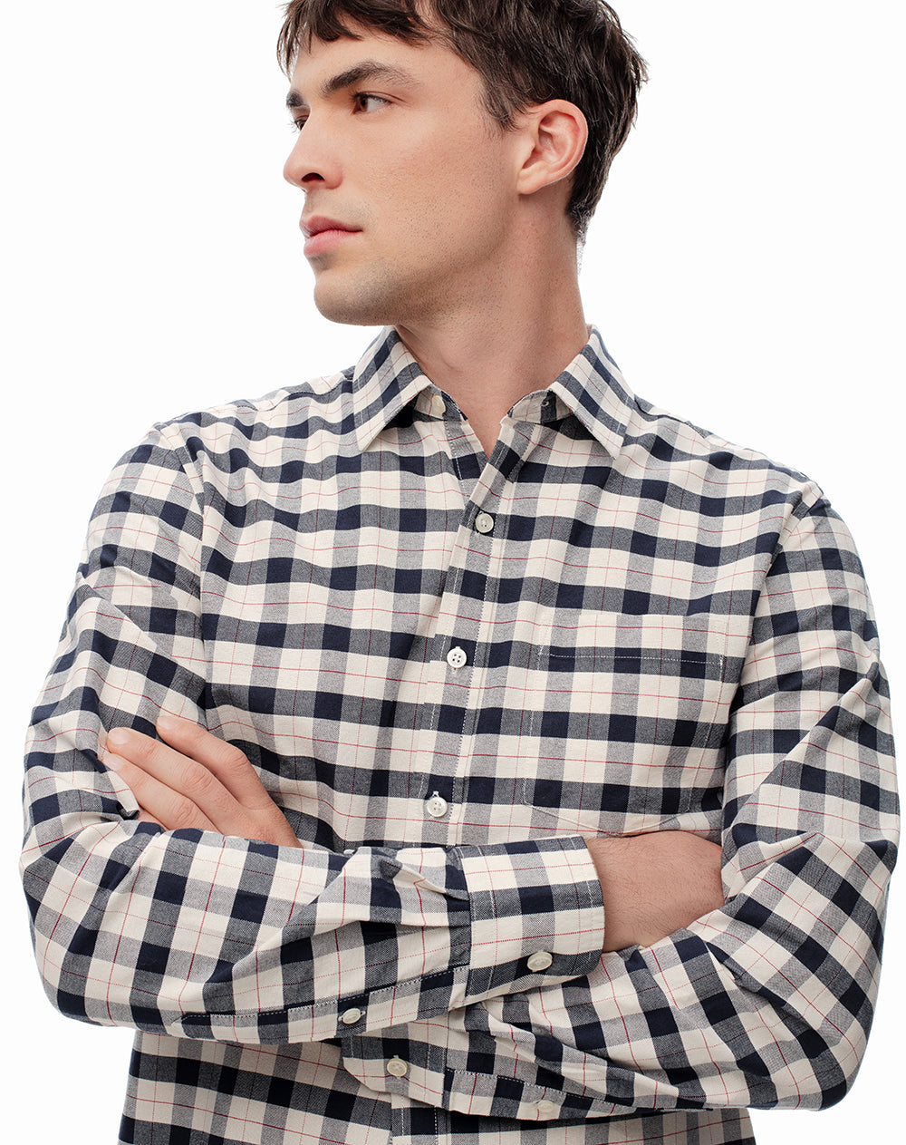 Camisa Slim a Cuadros Azul Hombre