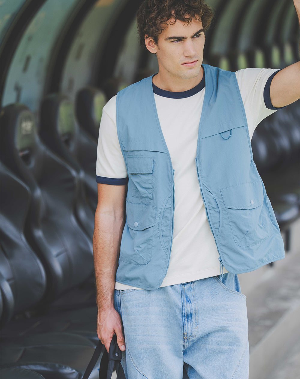 Chaleco Utilitario Azul Hombre