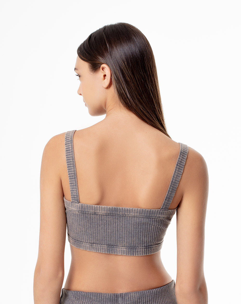 Top Deportivo Soporte Medio Gris Mujer