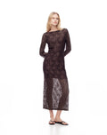 Vestido Largo de Encaje Chocolate Mujer