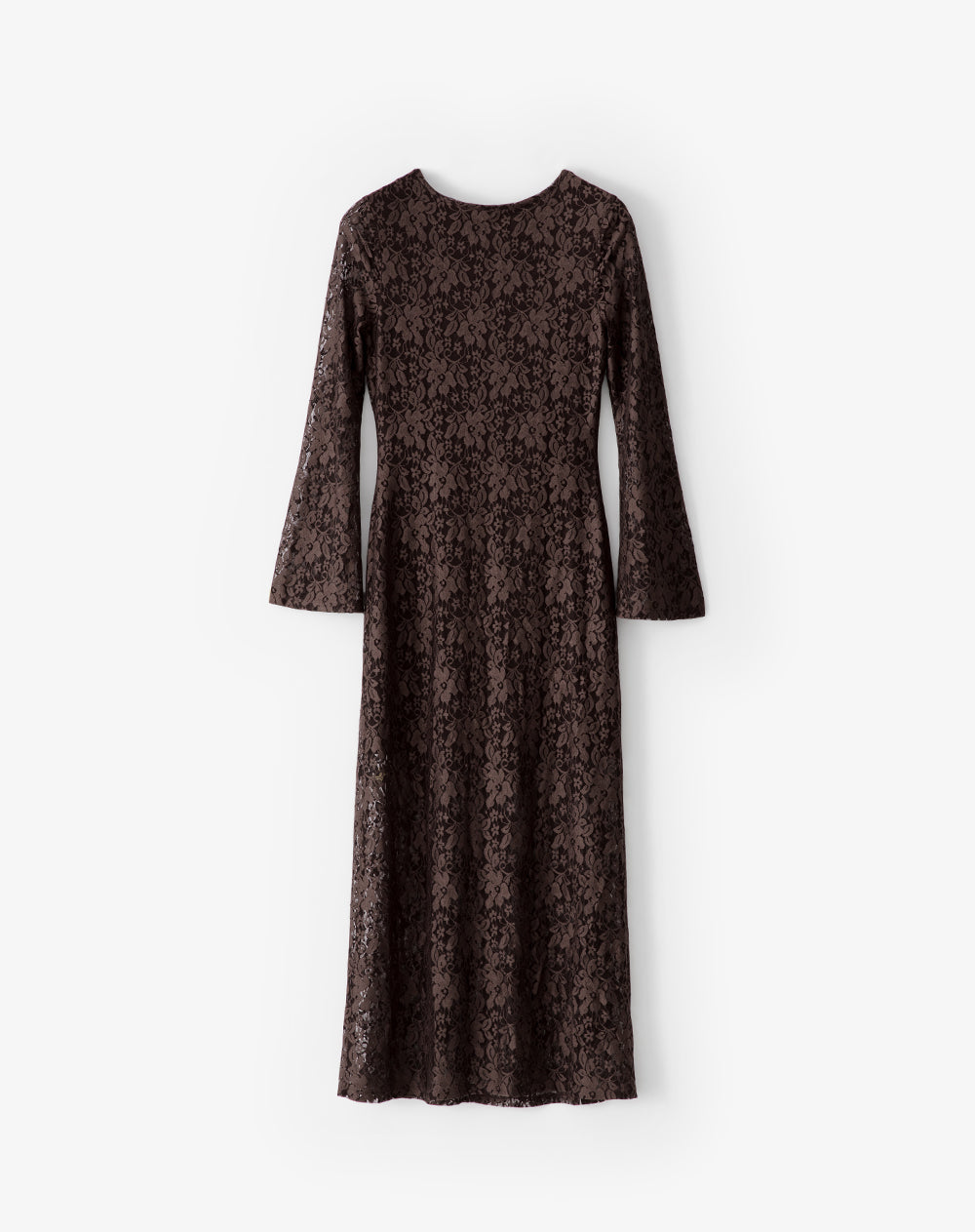Vestido Largo de Encaje Chocolate Mujer
